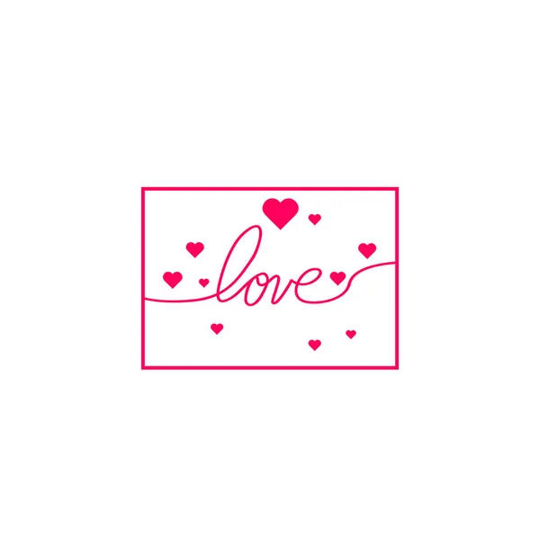 Love Hearts Continuous Drawing Lines Flat Style Continuous Drawing Lines — Stock Photo, Image