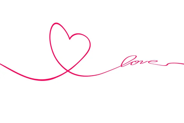 Amore Con Cuori Linee Disegno Continue Uno Stile Piatto Linee — Foto Stock