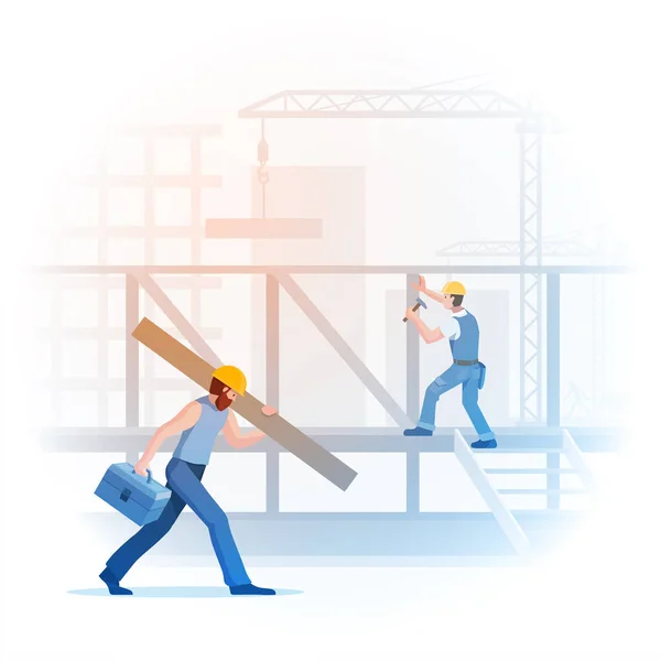 Building Construction Workers Vector Illustration Elements Layered Separately Vector File — Stock Photo, Image