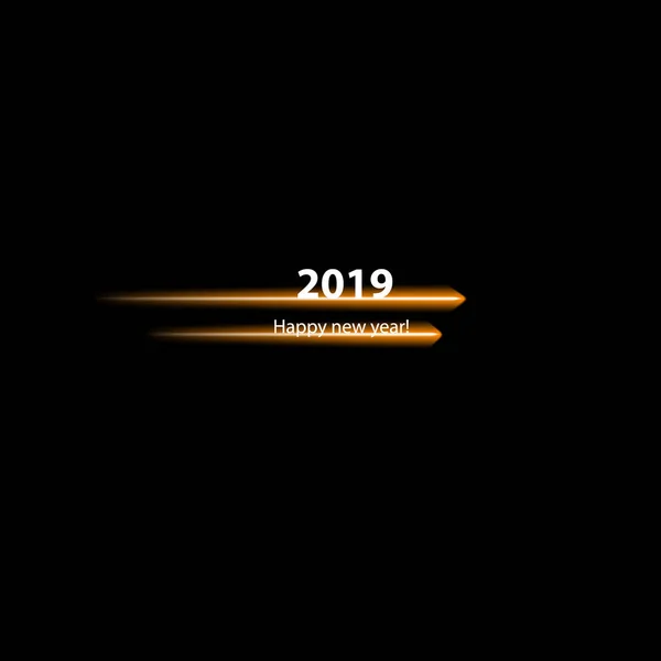 Happy New Year 2019 Speedy Line Black Background — Stock Photo, Image