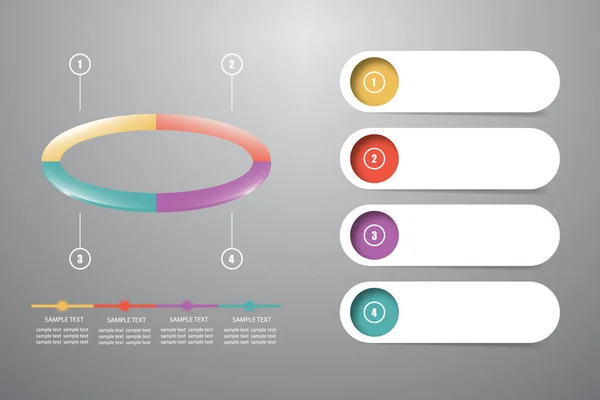 Infographic Színes Ellipszis Részre Folyamat Lépéseket Fehér Feliratok Készen Áll — Stock Fotó