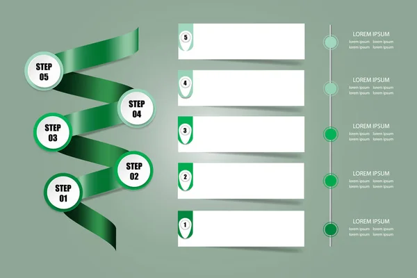 Infographic Παρουσίαση Της Πράσινης Σπείρα Μέταλλο Δείχνει Πέντε Βήματα Της — Φωτογραφία Αρχείου