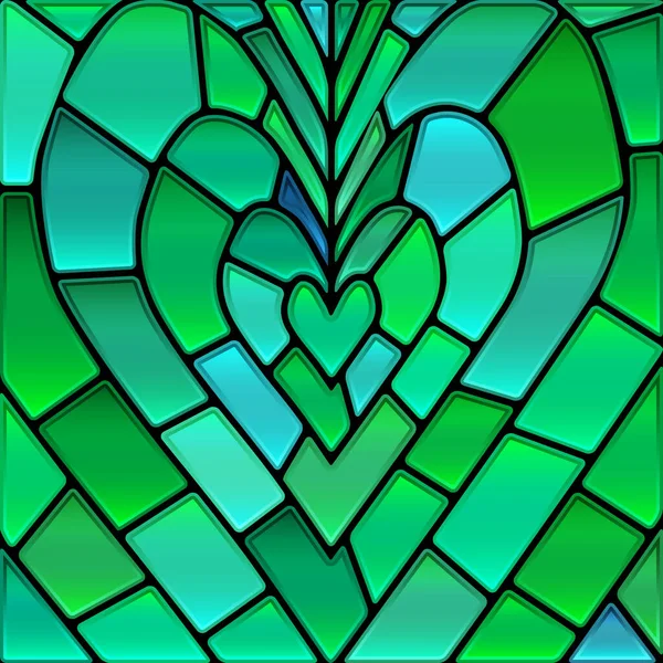 Αφηρημένου Διανυσματικό Φόντο Γυαλί Μωσαϊκό Πράσινο Και Μπλε Καρδιά — Φωτογραφία Αρχείου