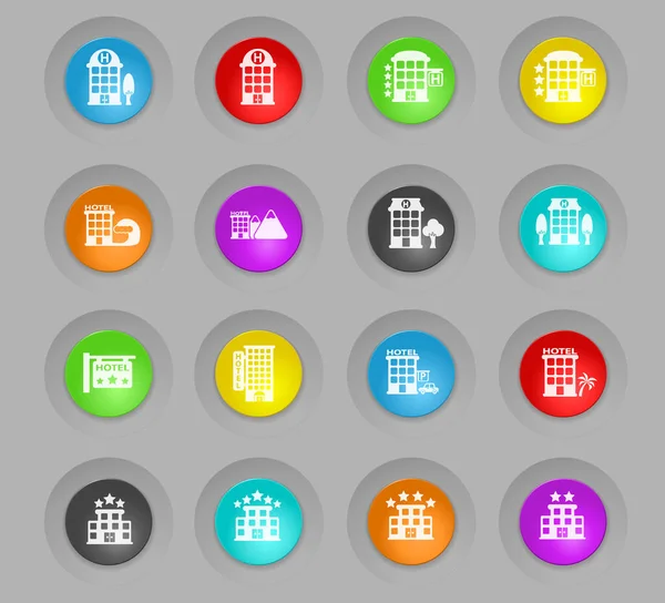 Hotel Color Plástico Botones Redondos Iconos Vectoriales Para Web Diseño —  Fotos de Stock