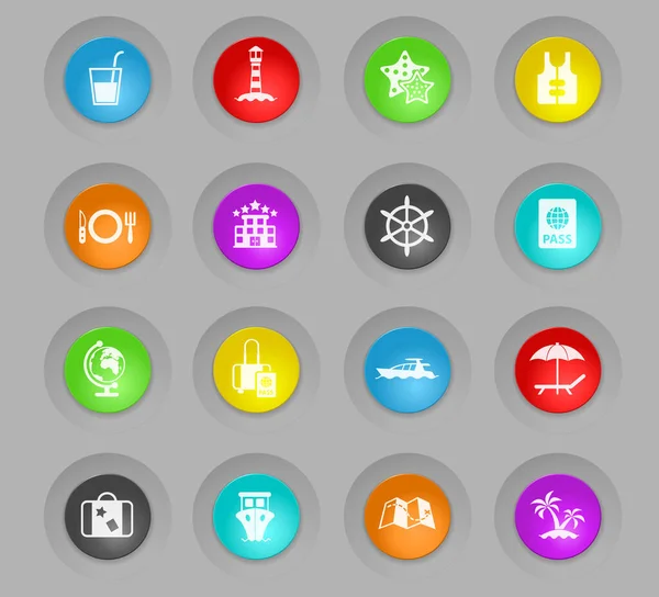 Cruise Colored Plastic Buttons Vector Icons User Interface Design — Stock Photo, Image