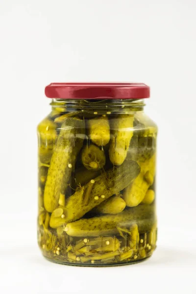 Pickled Gherkins Spices Jar — Stock Photo, Image