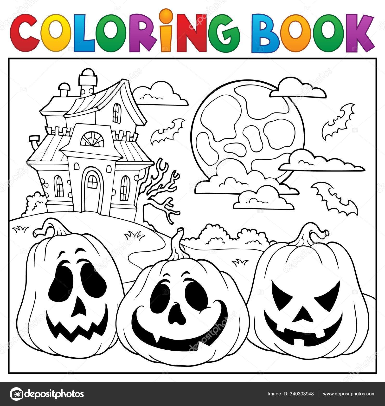 Download Coloring Book Halloween Pumpkins Picture Illustration Stock Photo Image By C Panthermediaseller 340303948