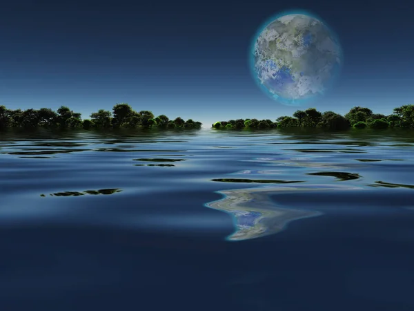 Terraformierter Mond Blick Von Der Erde Oder Exo Solar Planet — Stockfoto