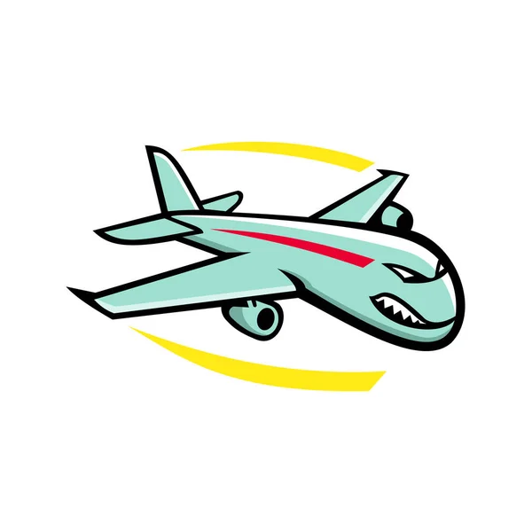 Ícone Mascote Ilustração Avião Comercial Corpo Largo Irritado Aviões Carga — Fotografia de Stock
