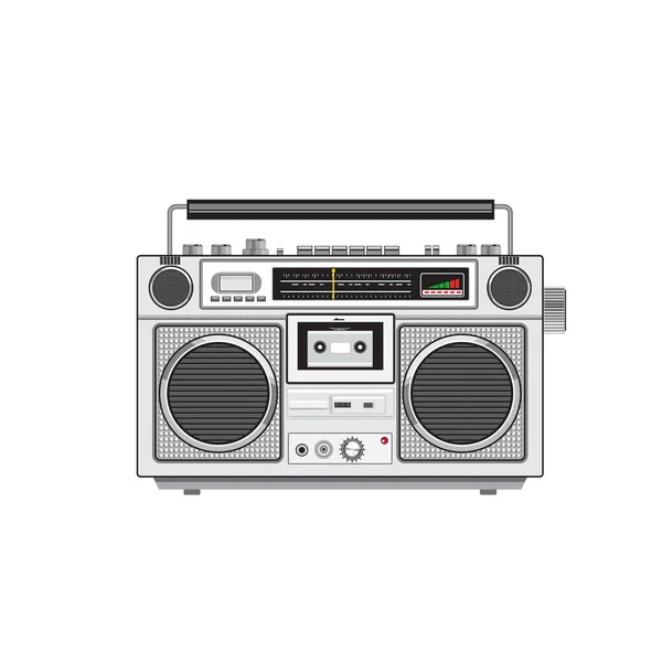 Illustration Eines Tragbaren Radio Kassettenrecorders Retro Stil Von Vorne Betrachtet — Stockfoto