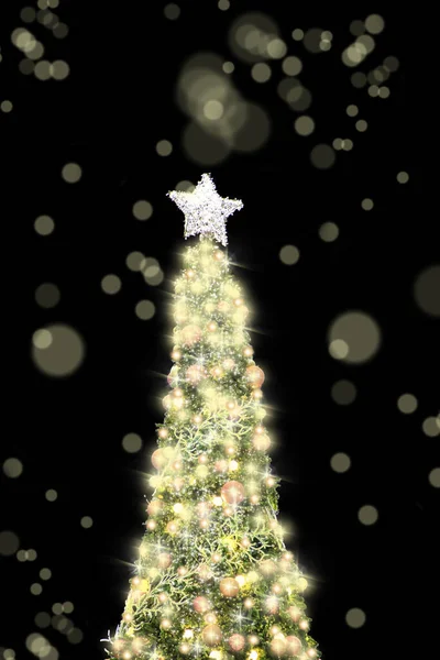 Immagine Concettuale Albero Natale Decorato Con Luci Colorate Ornamenti — Foto Stock