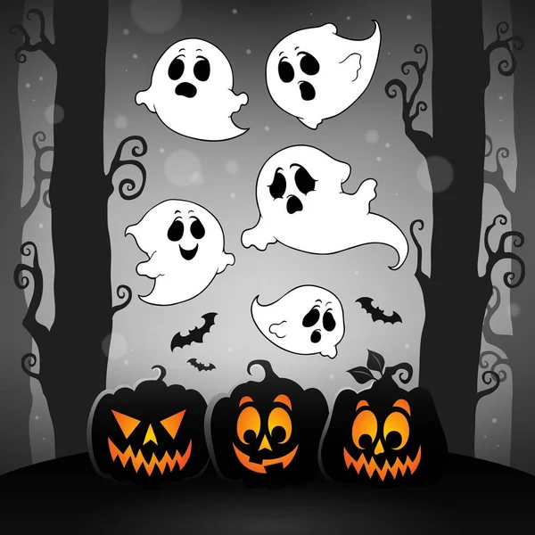 Imagen Halloween Con Tema Fantasmas Ilustración Imágenes —  Fotos de Stock