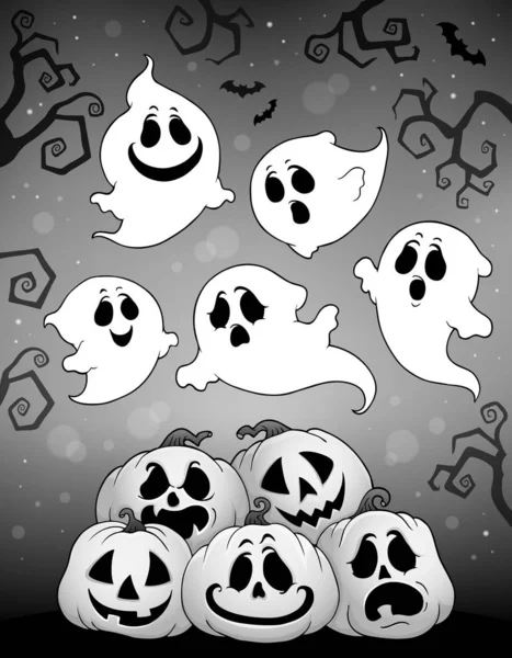 Imagen Halloween Con Tema Fantasmas Ilustración Imágenes —  Fotos de Stock