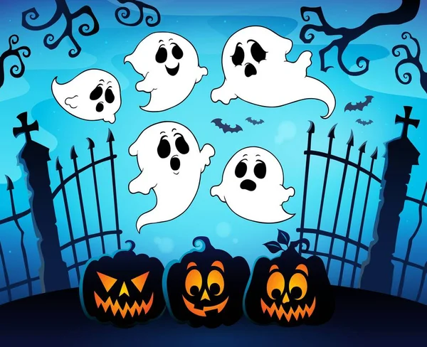 Halloween Kép Szellemek Téma Kép Illusztráció — Stock Fotó