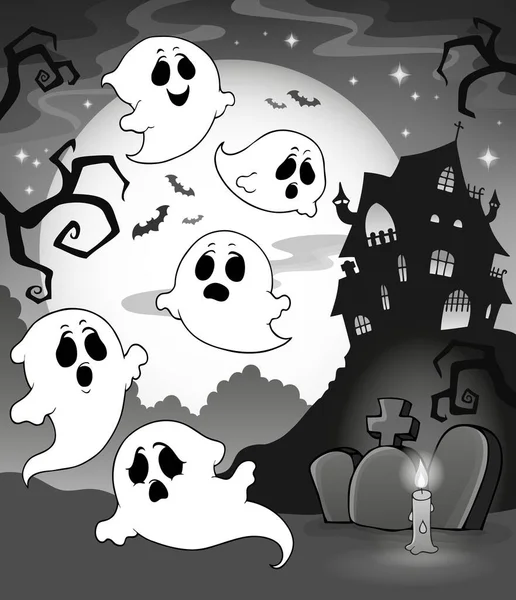 Ghosts Haunted House Theme Picture Illustration —  Fotos de Stock