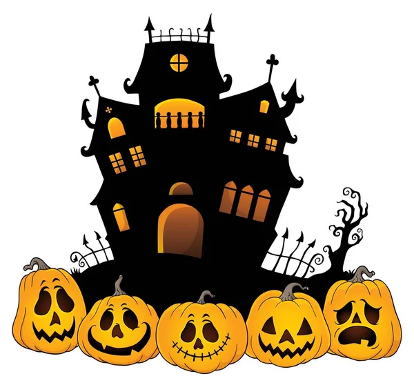 Halloween Casa Silhouette Tema Immagine Illustrazione — Foto Stock