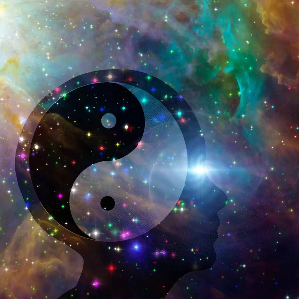 Yin Yang Kopf Buntem Universum — Stockfoto