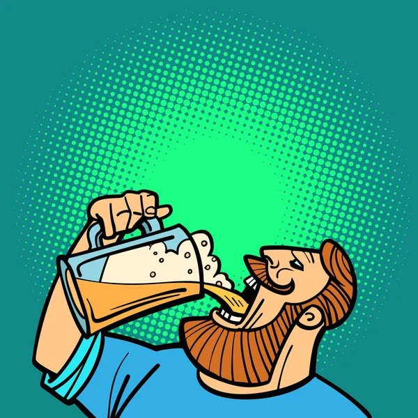 Hombre Barbudo Bebiendo Una Taza Cerveza Dibujos Animados Cómics Arte — Foto de Stock