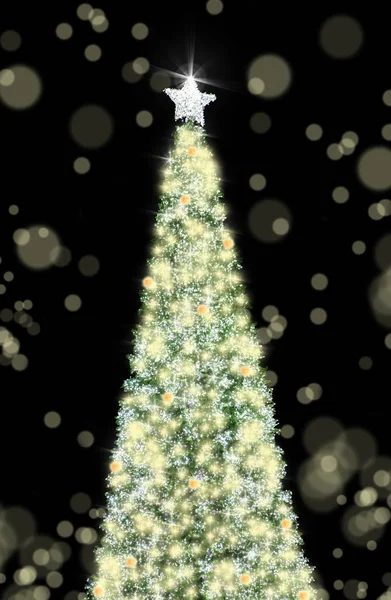 Immagine Concettuale Albero Natale Decorato Con Luci Colorate Ornamenti — Foto Stock