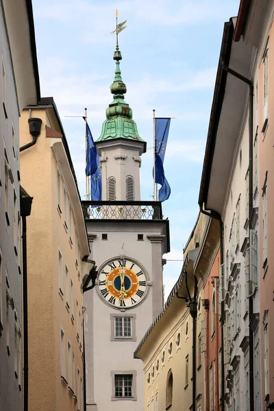 Medieval Sigmund Haffner Gasse Conduce Antiguo Ayuntamiento Con Torre Reloj — Foto de Stock