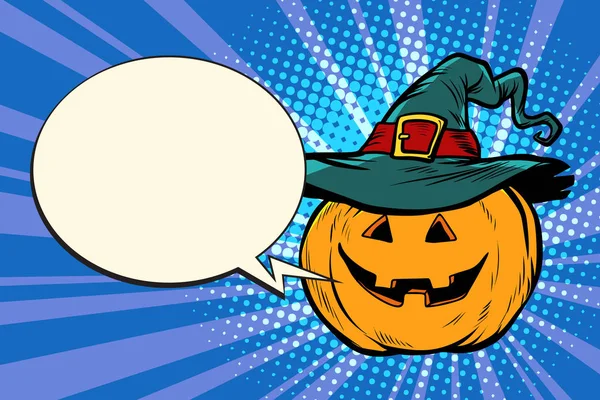 Pumpkin Halloween Comic Bubble Pop Art Retro Vector Illustration Vintage — Stock Photo, Image