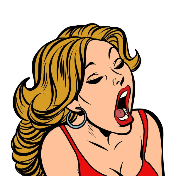 Beautiful Woman Opened Her Mouth Comic Cartoon Pop Art Retro — Stock Photo, Image