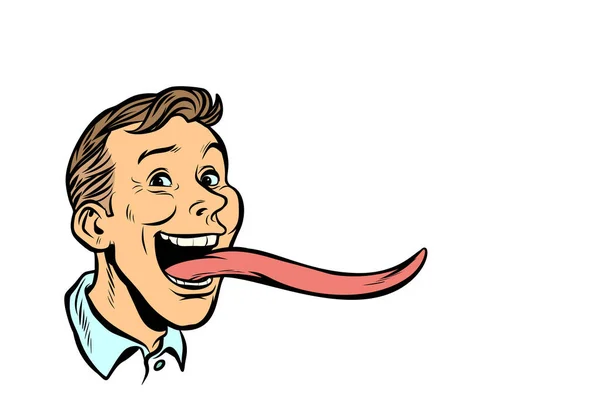 Mann Mit Langer Zunge Comiczeichentrick Pop Art Retro Vektorillustration — Stockfoto