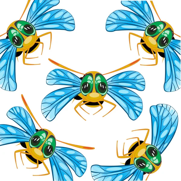 Dibujos Animados Útil Insecto Abeja Patrón Decorativo Sobre Fondo Blanco — Foto de Stock