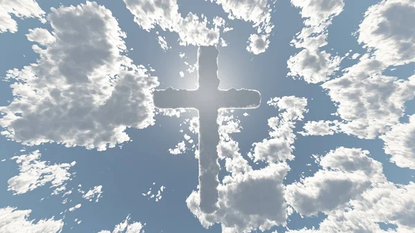 Composição Religiosa Cruz Nuvem Céu Luz Brilhante — Fotografia de Stock