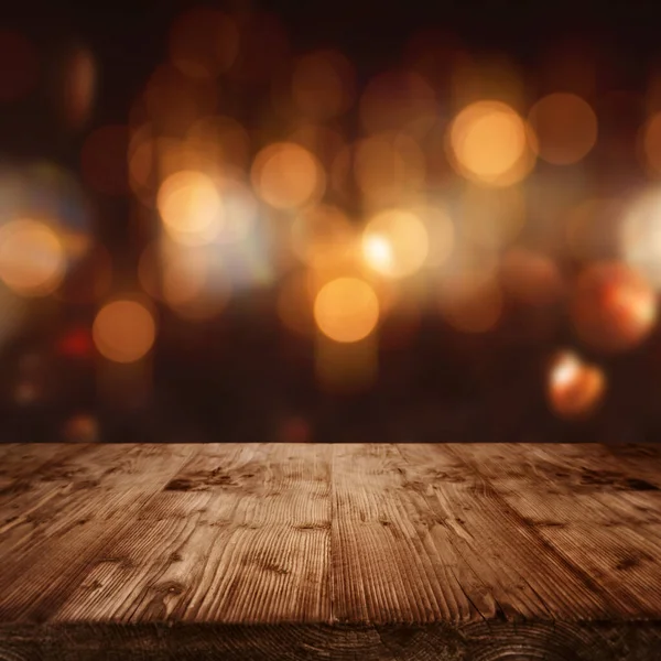 Festividad Fondo Oscuro Con Boquilla Oro Escenario Vacío Madera —  Fotos de Stock