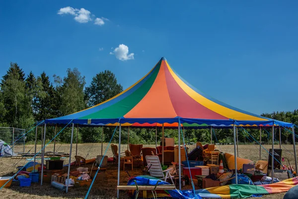 Colorful Circus Tent Meadow Summer — Stock Photo, Image