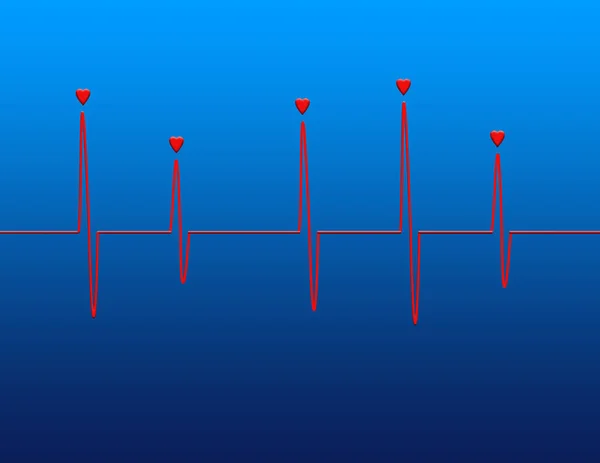 有爱心的脉动图 — 图库照片