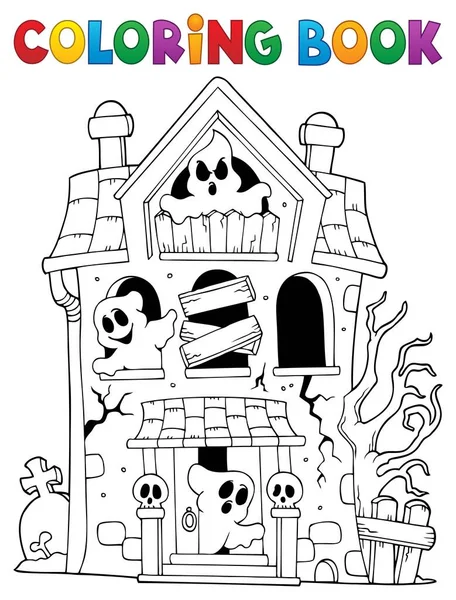 Desenho Para Colorir Casa Assombrada Com Fantasmas Ilustração Imagem — Fotografia de Stock