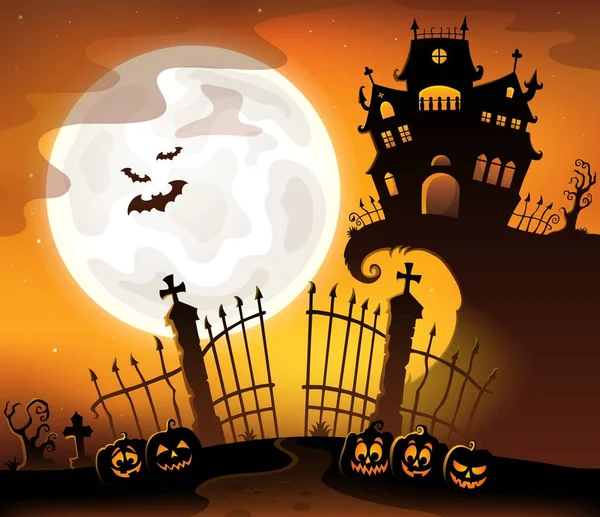 Halloween Casa Silhouette Tema Immagine Illustrazione — Foto Stock