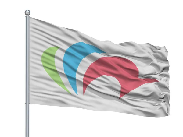 Namegata City Flag Flaggstång Land Japan Ibaraki Prefektur Isolerad Vit — Stockfoto
