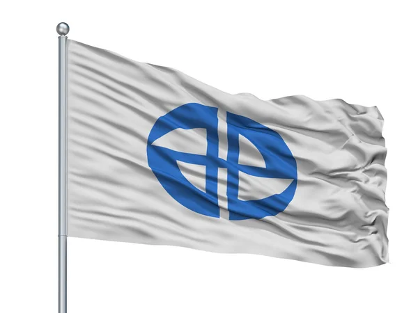 Miyoshi City Flag Vlaggenmast Land Japan Prefectuur Aichi Geïsoleerd Witte — Stockfoto