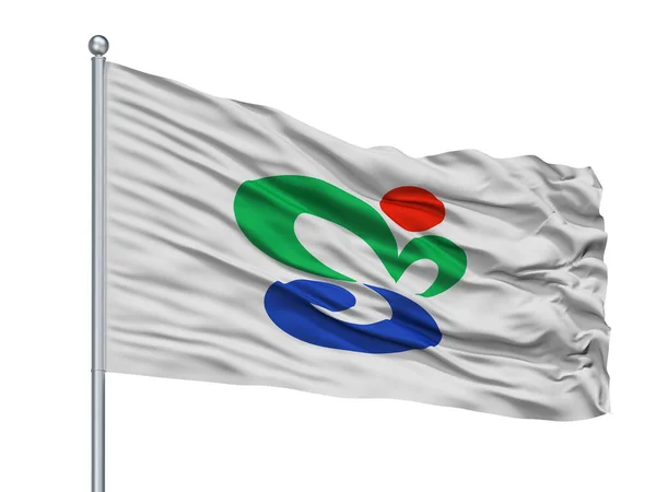 Munakata City Flag Flagpole Country Japan Fukuoka Prefecture Isolated White — kuvapankkivalokuva