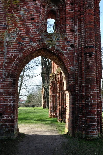 Greifswald Eldena Ilçesindeki Eski Manastırın Ünlü Harabesi Ünlü Romantik Ressam — Stok fotoğraf