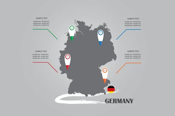 Infographic Blind Map Circle Flag Germany Labels Blank Randomly Spaced — Stock Photo, Image