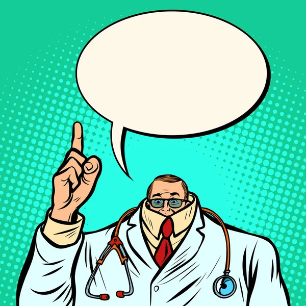 Cowardly Male Doctor Medicine Health Comic Cartoon Pop Art Retro — Stock Photo, Image