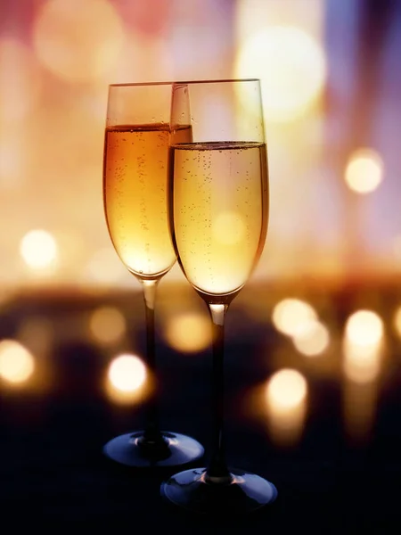 Champagner Aus Nächster Nähe Zum Feiern Auf Festlichem Bokeh Hintergrund — Stockfoto