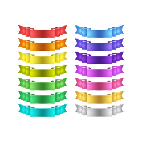 Pojedyncze Wektorowe Kolorowe Satynowe Wstążki Zestaw — Zdjęcie stockowe