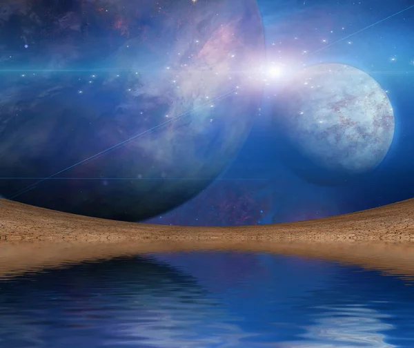 Planeten Spiegeln Sich Der Wasseroberfläche Wider — Stockfoto