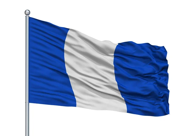 Skrunda City Flag Vlaggenmast Land Letland Geïsoleerd Witte Achtergrond — Stockfoto