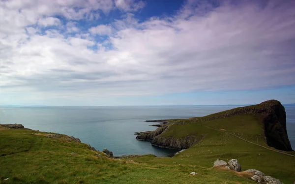 Neist Point Una Pequeña Península Isla Escocesa Skye Faro Marca — Foto de Stock