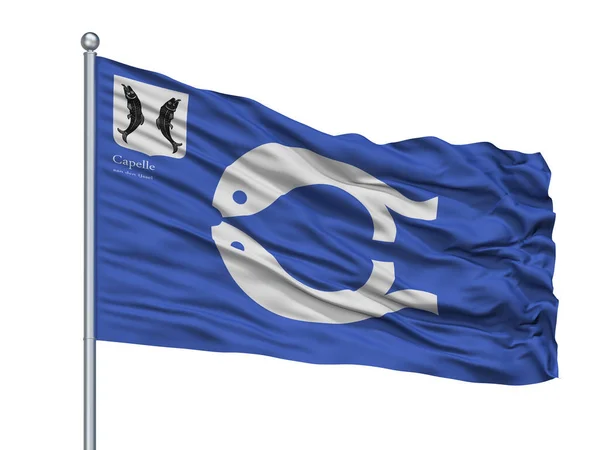 Bonaire City Flag Flagpole Country Netherlands Isolated White Background — 图库照片