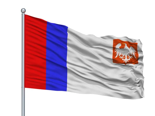 Nowy Sacz City Flag Flagpole Country Poland Isolated White Background —  Fotos de Stock