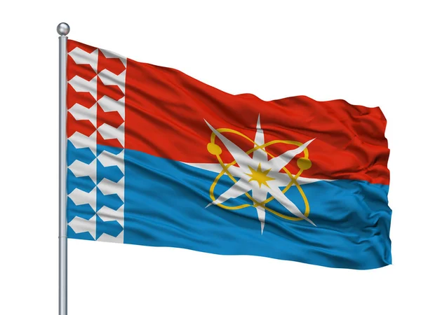 Мірний Міський Прапор Flagpole Country Russia Yakutia Isolated White Background — стокове фото