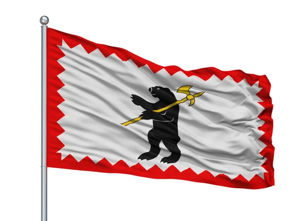 Kumertau Stad Flagga Flaggstång Land Ryssland Isolerad Vit Bakgrund — Stockfoto