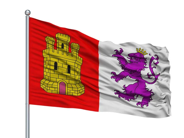 Alcorcon City Flag Flagpol Country Spain Isolated White Background — ストック写真